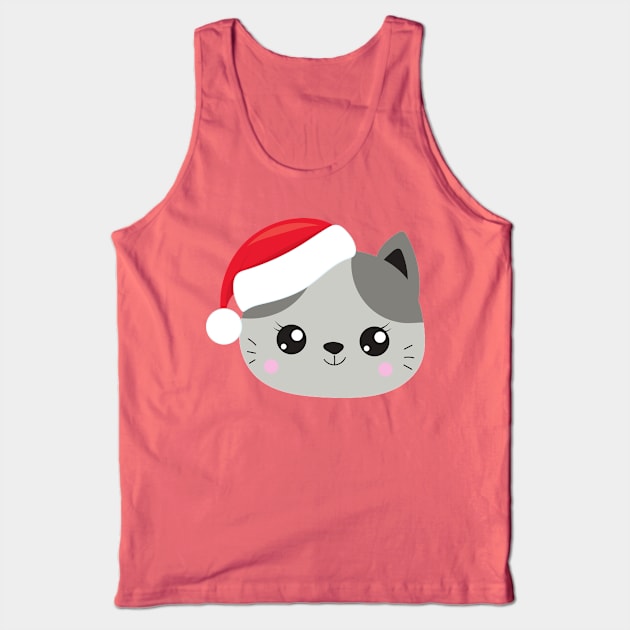 Christmas Cat, Cute Cat, Santa Hat, Cat With Hat Tank Top by Jelena Dunčević